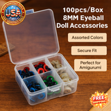8mm Plastic Safety Eyes for Dolls - 100pcs Mixed Color Amigurumi Accessories