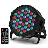 RGB LED Par Lights 36W 9 Modes Sound Activated Remote Control for Events