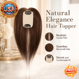 Brown Human Hair Topper 5x9cm with Thinning Bangs, 8-14 Inch