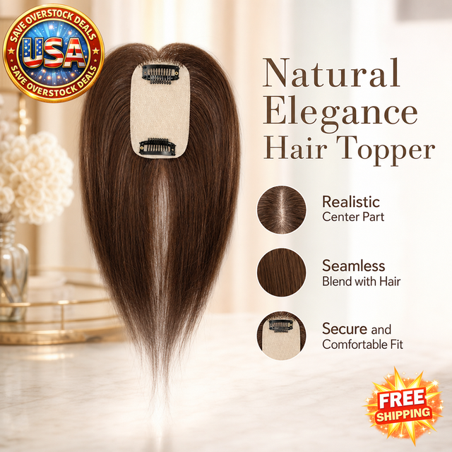 Brown Human Hair Topper 5x9cm with Thinning Bangs, 8-14 Inch