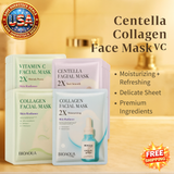 Centella Collagen Face Mask - 20pcs Hydrating Sheet Masks