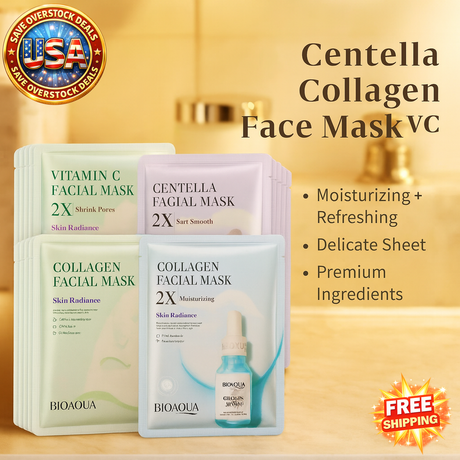 Centella Collagen Face Mask - 20pcs Hydrating Sheet Masks