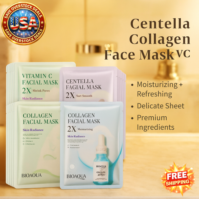 Centella Collagen Face Mask - 20pcs Hydrating Sheet Masks