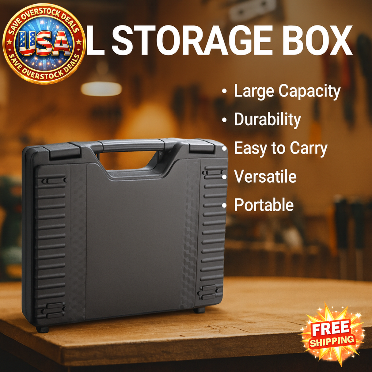 Tool Storage Box Organizer Portable Large Capacity for Home Camping Outdoor
