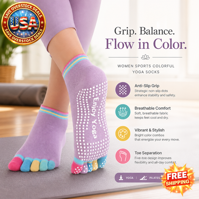 Colorful Pilates Yoga Socks for Women - Anti-Slip Cotton Fitness