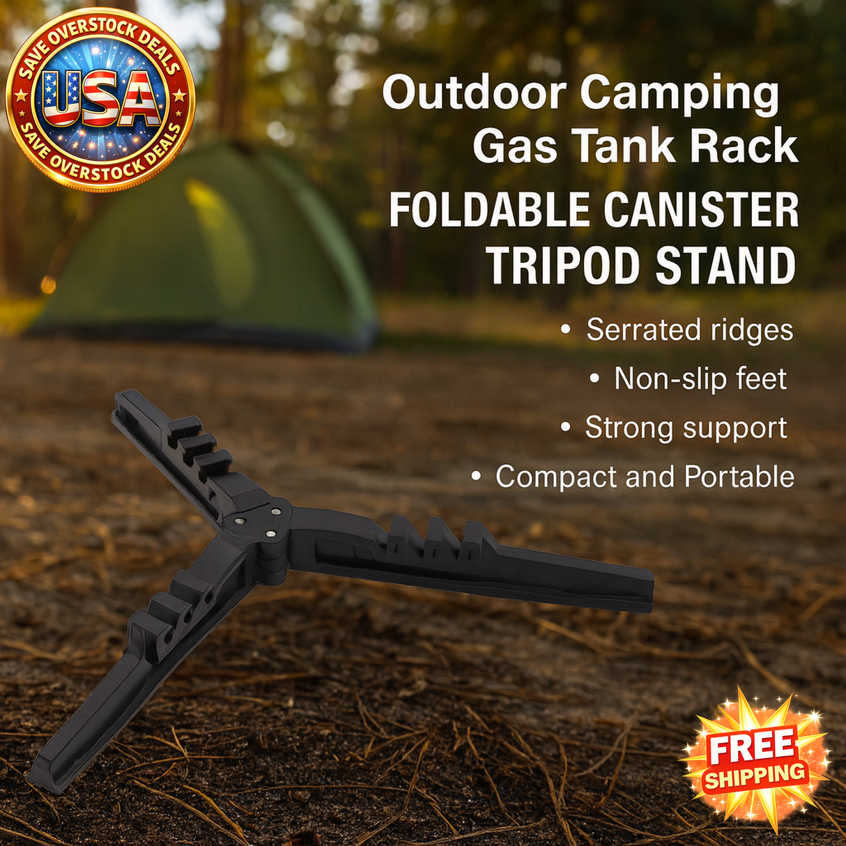 Outdoor Camping Gas Canister Rack Tripod Stand Base for Stove Accessories