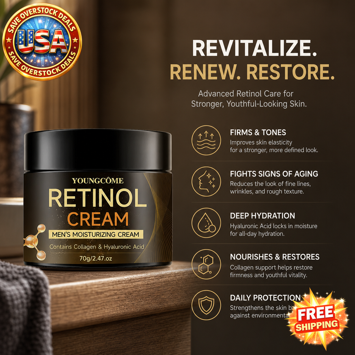 Men's Retinol Moisturizing Cream - Anti-Aging Face Cream