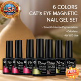 Cat's Eye Magnetic Nail Gel Set - 6 Colors, UV LED Soak Off, Odorless