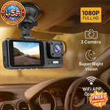 1080P Dash Cam WiFi Front & Rear Camera with Night Vision for Cars