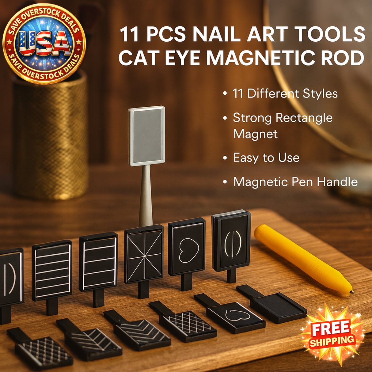 11 Pcs Nail Art Tools Set Magnetic Rods for Gel Polishing & Decoration