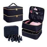 Nail Polish Organizer Tote Bag Double Layer Cosmetic Storage for Women