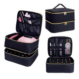 Nail Polish Organizer Tote Bag Double Layer Cosmetic Storage for Women