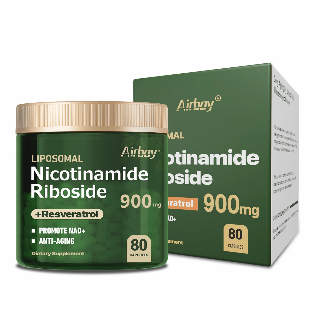 Nicotinamide Riboside Supplement with Resveratrol & Quercetin - 80 Capsules