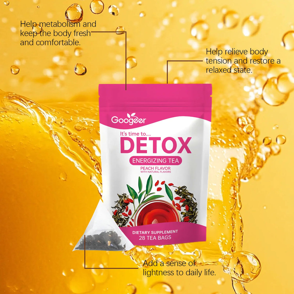Herbal Detox Tea for Daily Routines, 28pcs, Convenient Format
