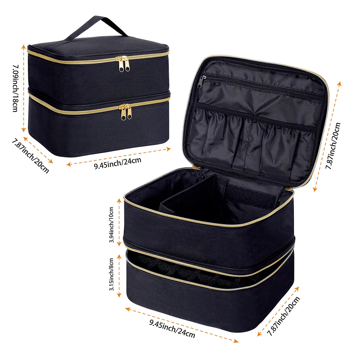 Nail Polish Organizer Tote Bag Double Layer Cosmetic Storage for Women