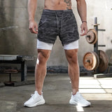 Camo Running Shorts Men 2-in-1 Quick Dry Gym Fitness Summer Workout