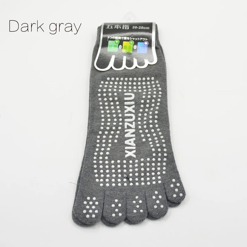 Men's Cotton Breathable Non-Slip Pilates Yoga Socks - 5 Toe Design