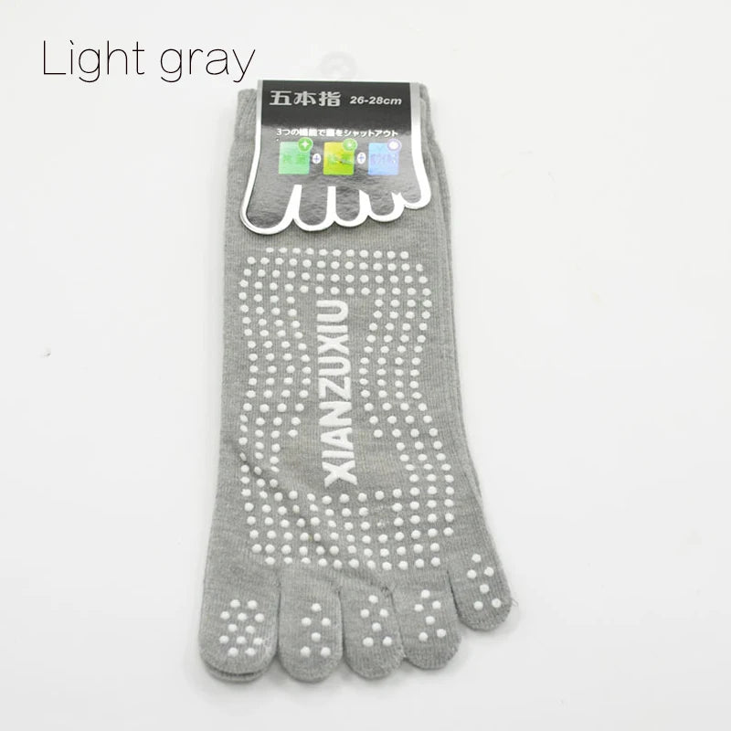 Men's Cotton Breathable Non-Slip Pilates Yoga Socks - 5 Toe Design