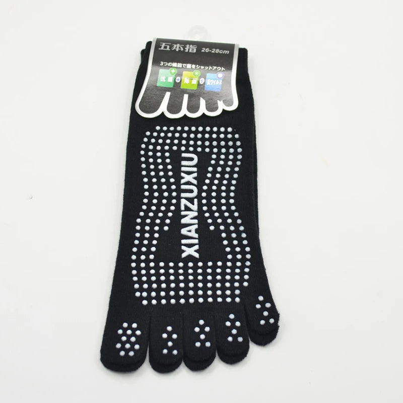 Men's Cotton Breathable Non-Slip Pilates Yoga Socks - 5 Toe Design