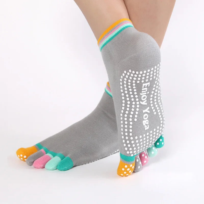 Colorful Yoga Socks for Women | Anti-Slip | Breathable Cotton | 1 Pair