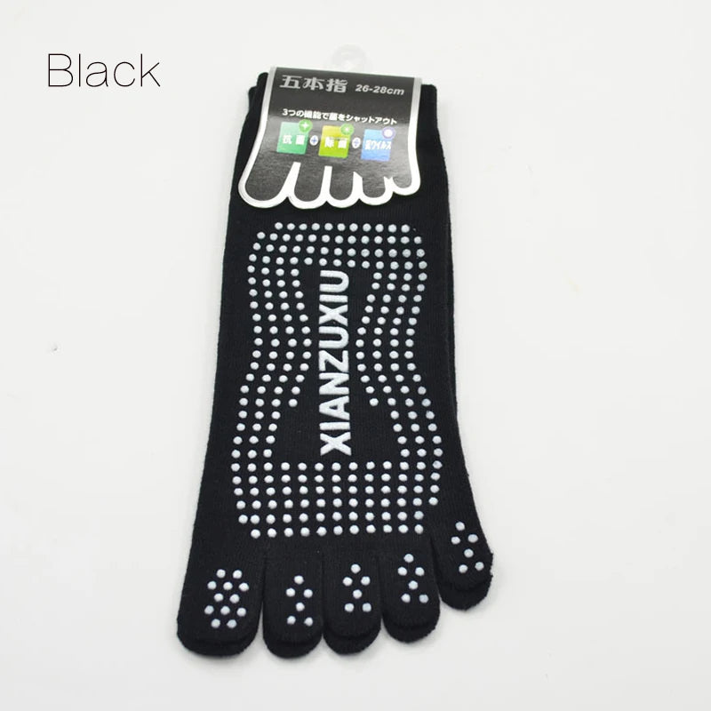 Men's Cotton Breathable Non-Slip Pilates Yoga Socks - 5 Toe Design