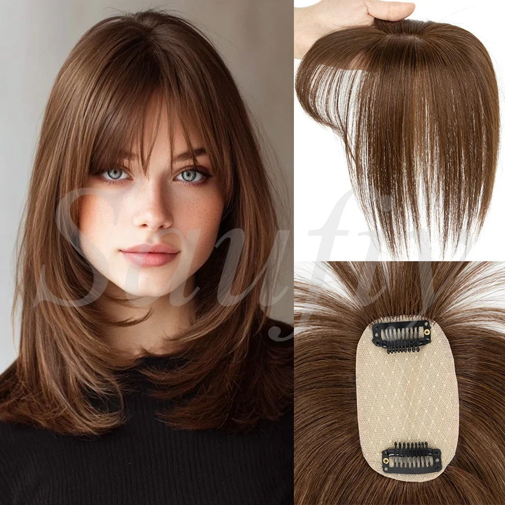 Human Hair Toppers for Women, 5x9cm Clip-in Hairpieces for Volume
