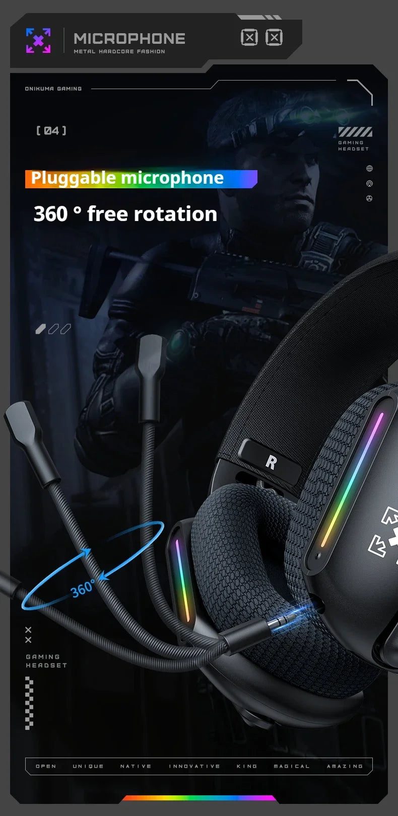 New Wireless Gaming Headset 3 Modes Bendable HD Mic Soft Ear Pads