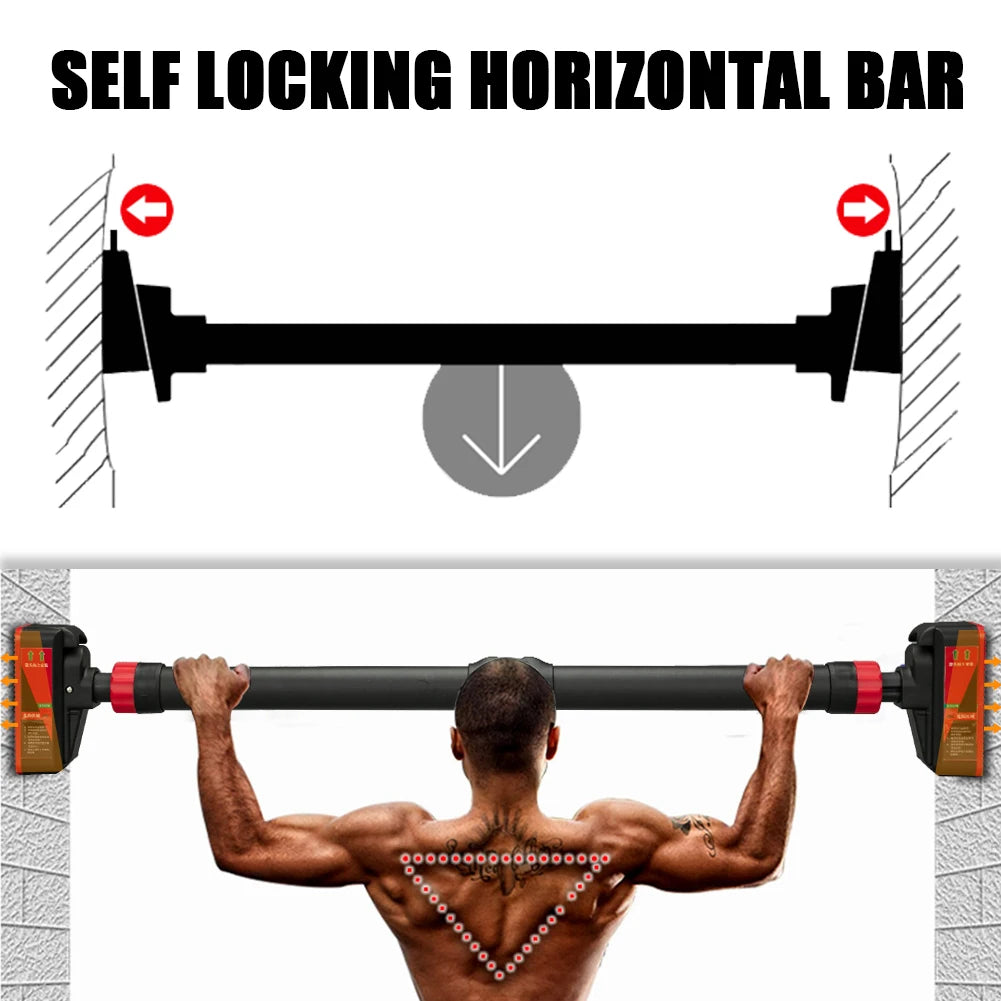 Adjustable Pull-Up Bar with Level Gauge 69-92cm, 200kg Max Load Capacity