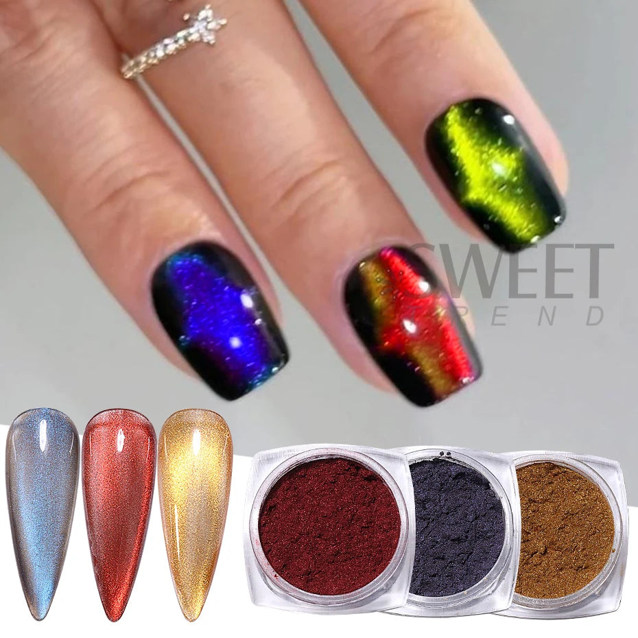Cat Eye Chrome Magnetic Nail Powder - 6 Colors DIY Manicure Decor
