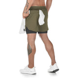 Camo Running Shorts Men 2-in-1 Quick Dry Gym Fitness Summer Workout