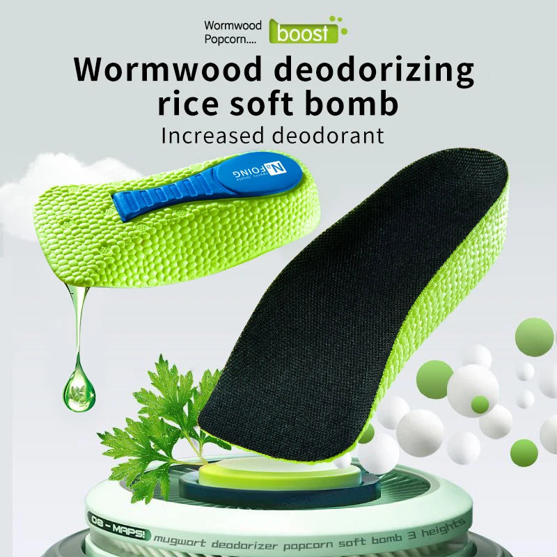Memory Foam Height Increase Insoles for Men Women Arch Support Shoe Pads