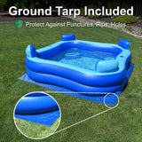 Inflatable Pool with Seats and Headrests, 8ft x 8ft, Electric Pump Included