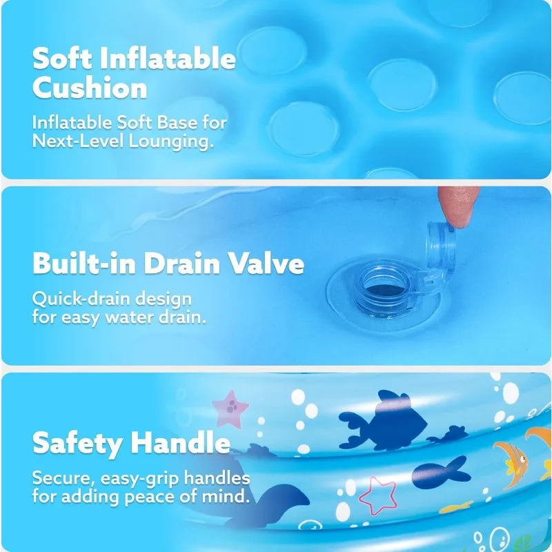 Joyfy Inflatable Kiddie Pool 34 Inches for Outdoor Fun