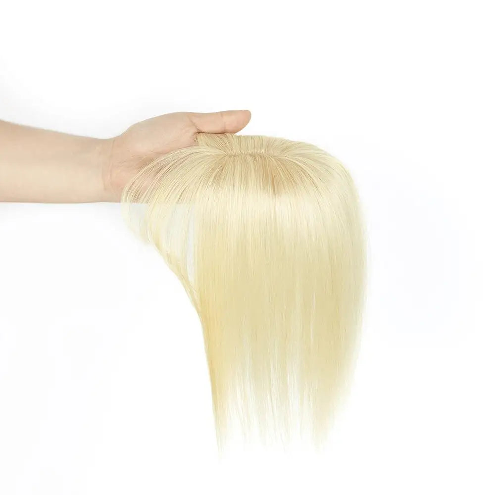 Human Hair Toppers with Clips for Volume and Length, 5x9cm Base