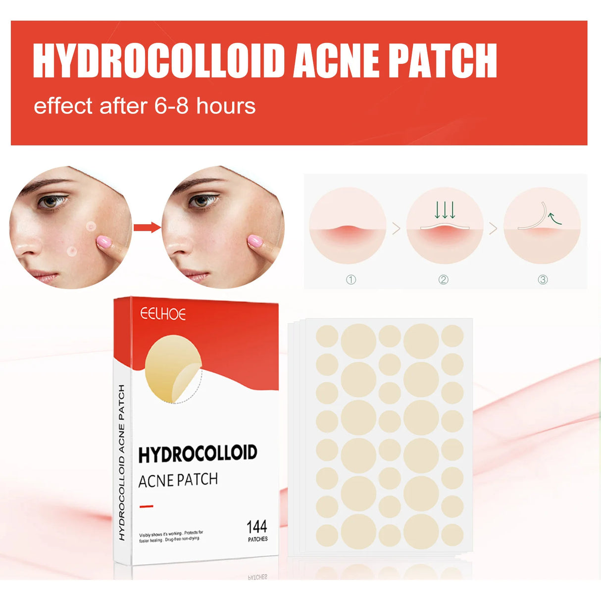 144pcs Acne Patches for Spot Treatment, Invisible Healing Stickers