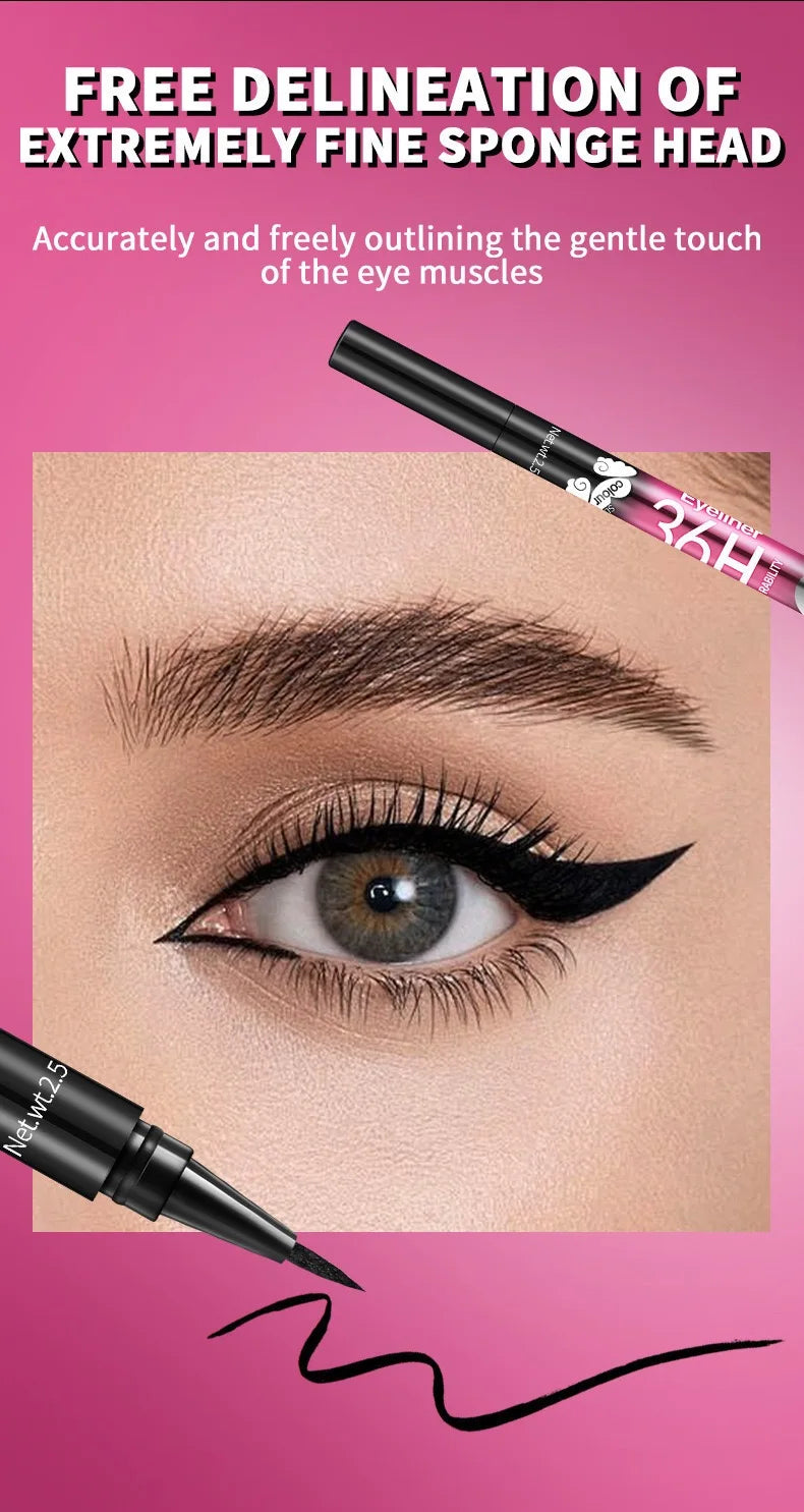Black Liquid Eyeliner 12-Pack, Long-Lasting Waterproof Makeup Set
