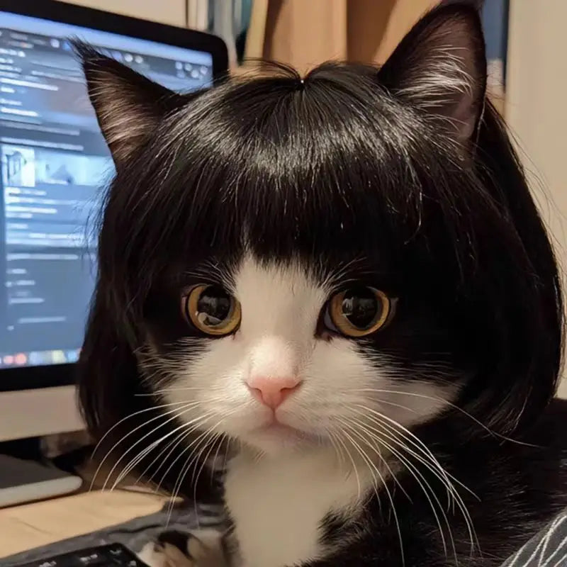 Pet Wig for Dogs & Cats - Curly & Straight Hair - DIY Halloween Accessory