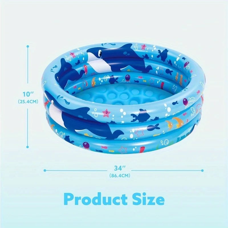 Joyfy Inflatable Kiddie Pool 34 Inches for Outdoor Fun