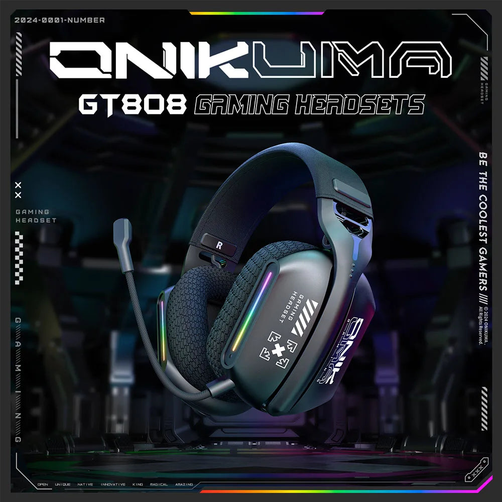 New Wireless Gaming Headset 3 Modes Bendable HD Mic Soft Ear Pads