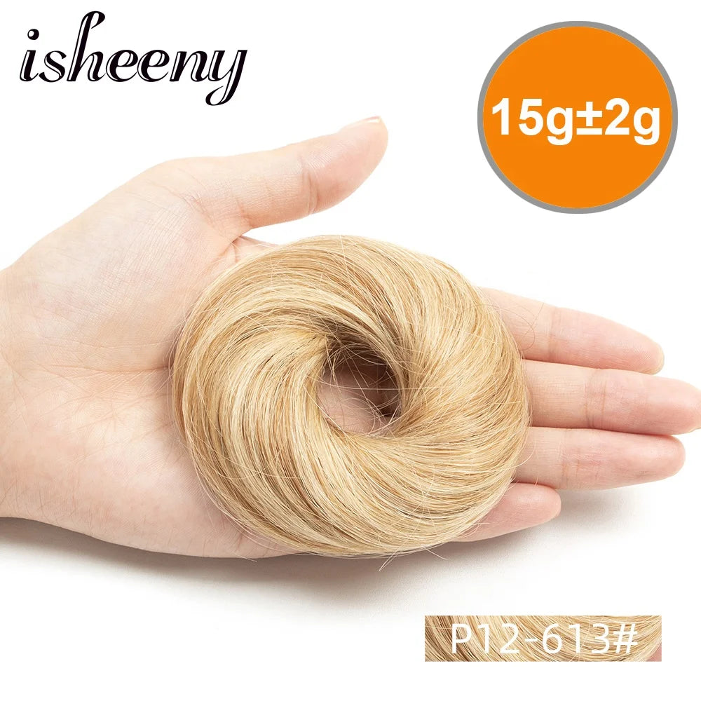 Messy Human Hair Buns Hairpieces in Natural Colors, 15g Each