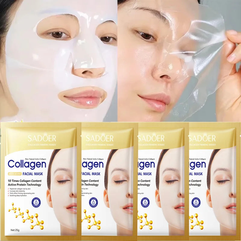 Korean Collagen Facial Mask 10pcs - Anti-Aging, Moisturizing, Brightening