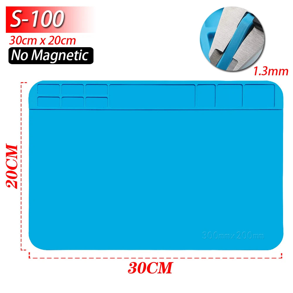 Soldering Station Mat Silicone Heat Resistant 932°F Anti-Static Magnetic Mat
