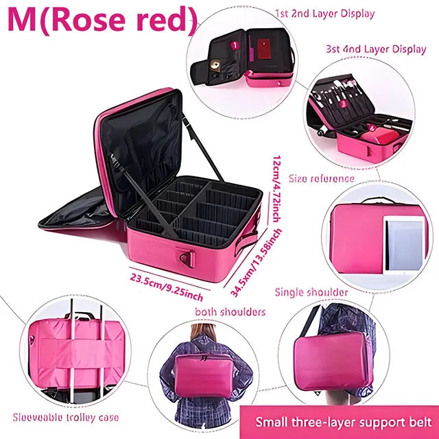 Professional Makeup Case Large Capacity Cosmetic Organizer for Travel