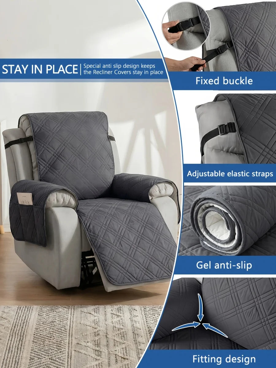 Recliner Cover with Pocket, Anti-Slip Sofa Cushion, Easy Installation
