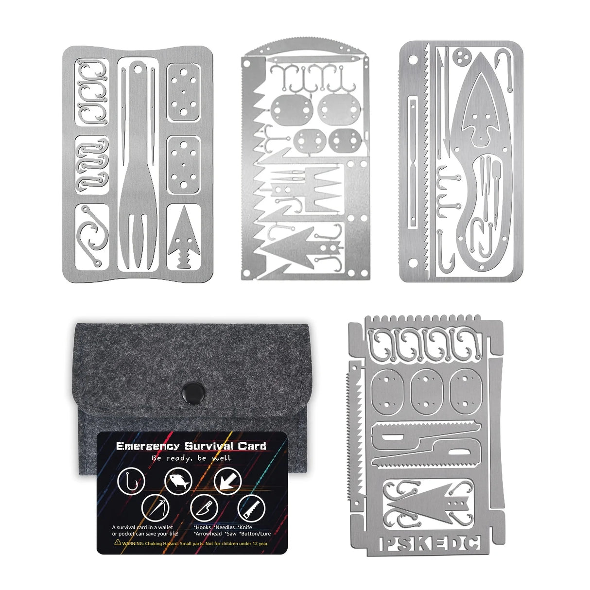 Outdoor Stainless Steel Survival Tool Card for Fishing & Camping
