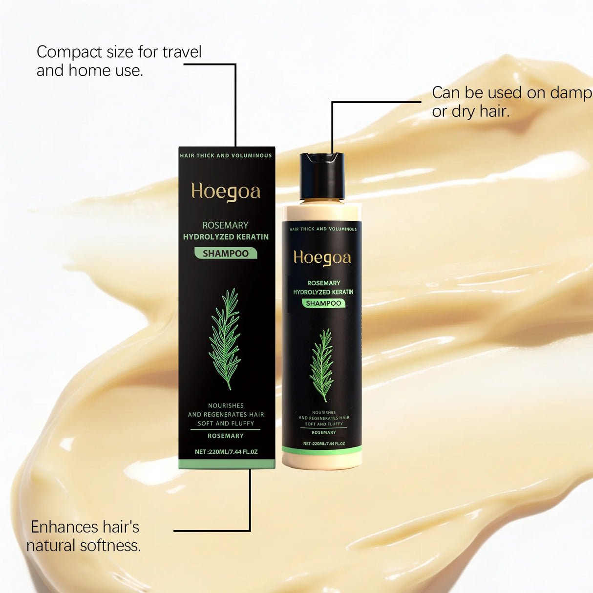 Rosemary Hydrolyzed Keratin Shampoo for Hair Care, 220 ml