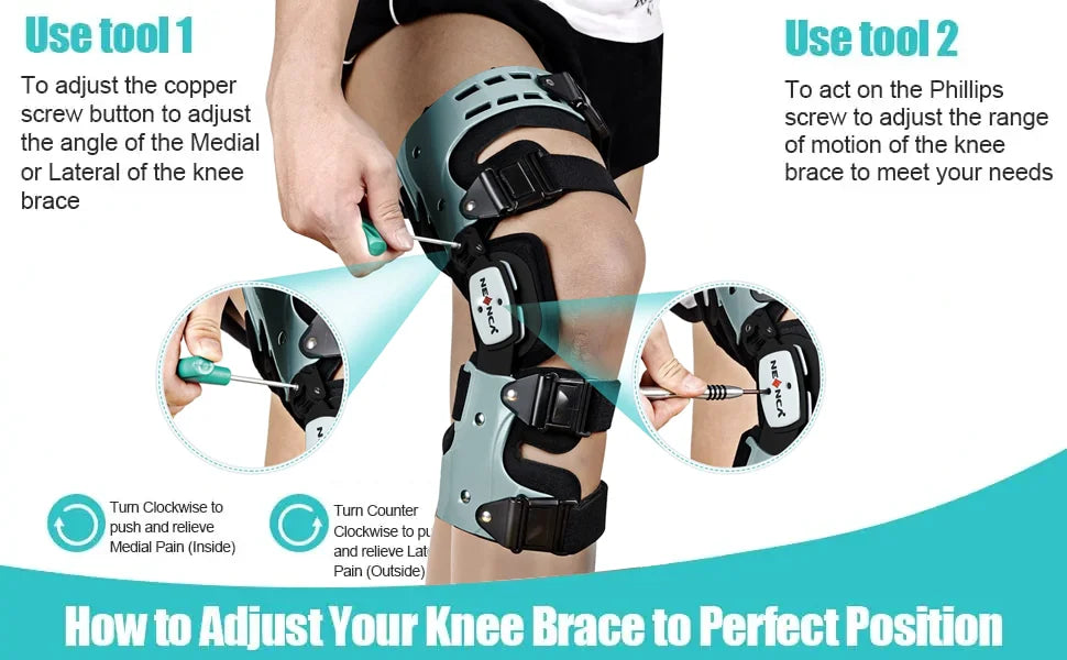 NEENCA Adjustable Hinged Knee Brace with Stabilizing Support - Unisex