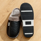 Men's Waterproof PU Leather Slippers - Large Size Indoor Home Shoes