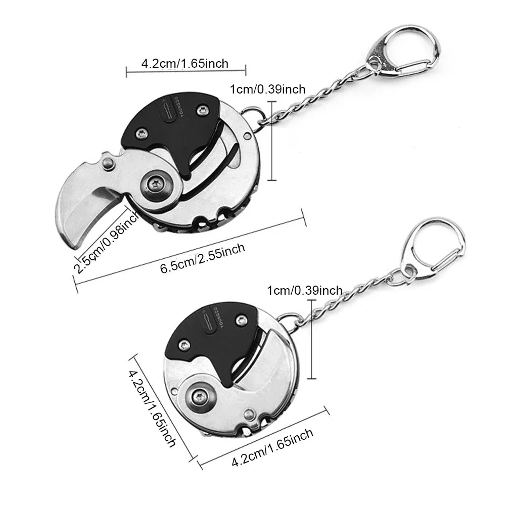 Multifunctional Keychain Screwdriver Hexagon Folding Coin Knife EDC Tool