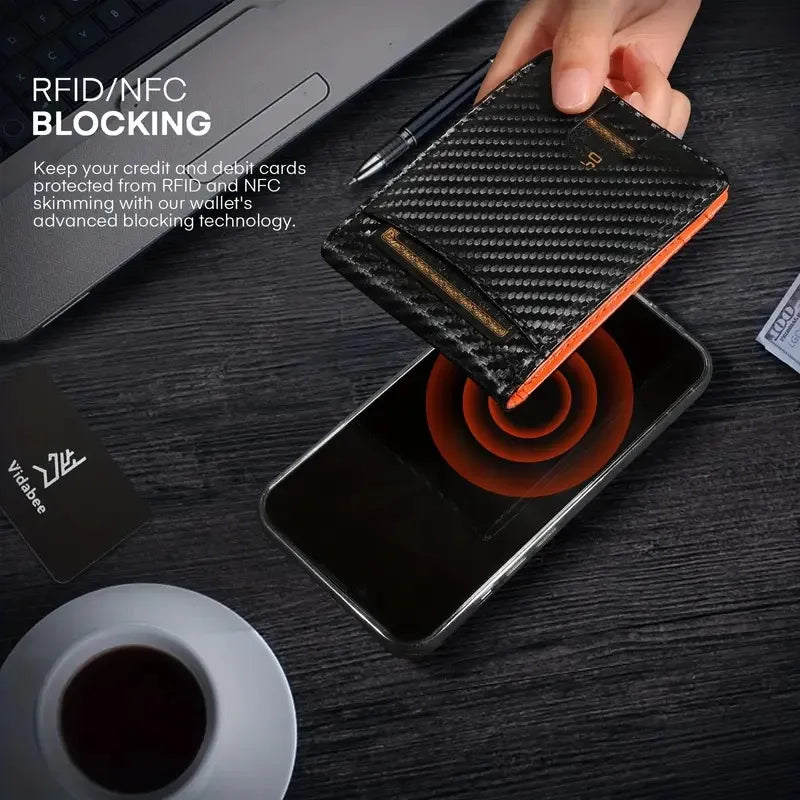 Slim Wallet for Men - RFID Blocking Leather Bifold Front Pocket Wallet